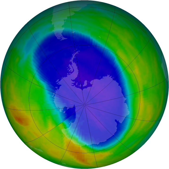 Antarctic ozone map for 21 September 2004
